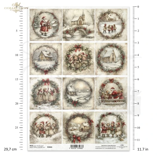 Papier ryżowy do decoupage A4 Boże Narodzenie - Święty Mikołaj i dzieci R2666 ITD Collection