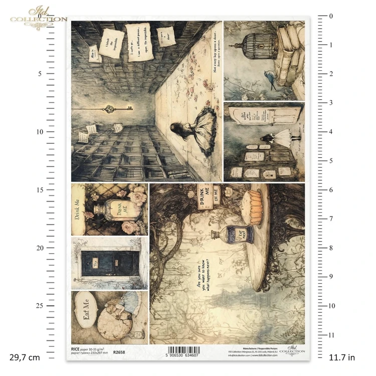 Papier ryżowy do decoupage A4 Alicja w Krainie Czarów R2658 ITD Collection