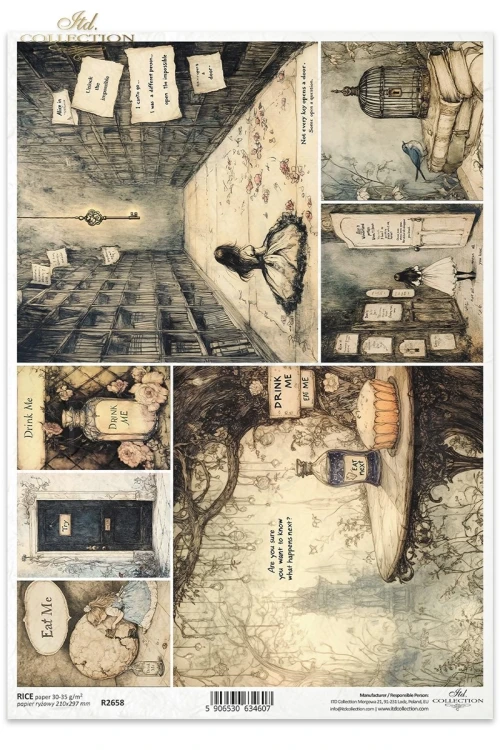 Papier ryżowy do decoupage A4 Alicja w Krainie Czarów R2658 ITD Collection