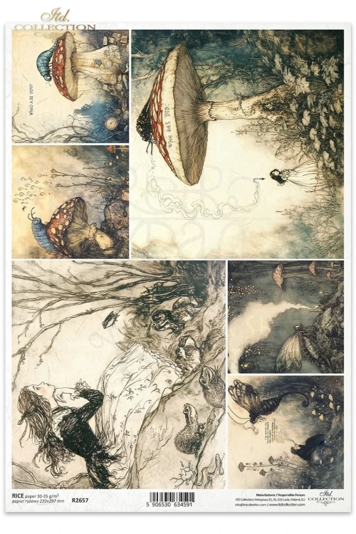 Papier ryżowy do decoupage A4 Alicja w Krainie Czarów R2657 ITD Collection
