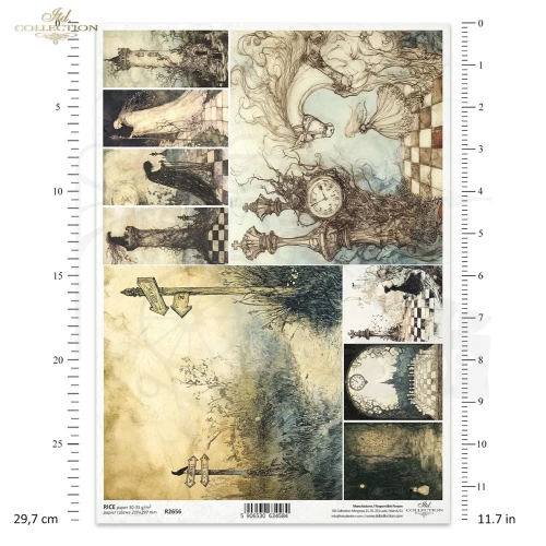 Papier ryżowy do decoupage A4 Alicja w Krainie Czarów R2656 ITD Collection