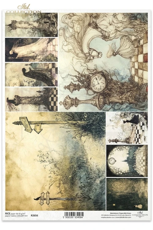 Papier ryżowy do decoupage A4 Alicja w Krainie Czarów R2656 ITD Collection
