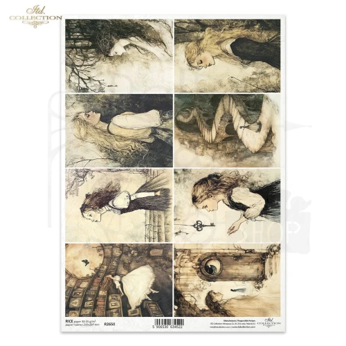 Papier ryżowy do decoupage A4 Alicja w Krainie Czarów R2650 ITD Collection