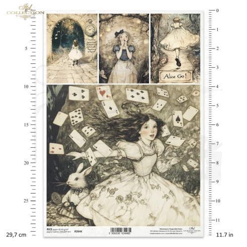 Papier ryżowy do decoupage A4 Alicja w Krainie Czarów R2646 ITD Collection