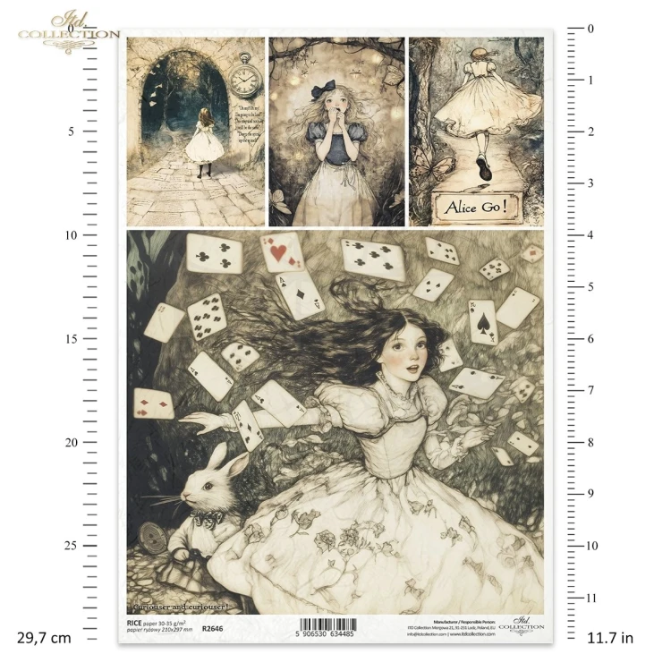 Papier ryżowy do decoupage A4 Alicja w Krainie Czarów R2646 ITD Collection