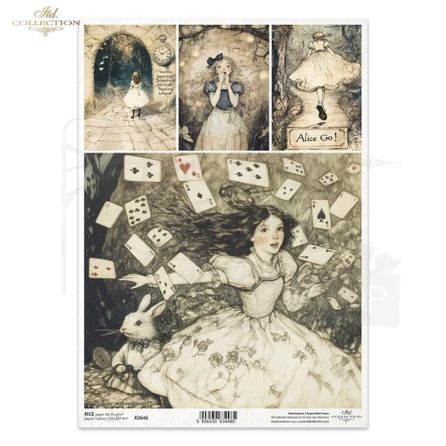 Papier ryżowy do decoupage A4 Alicja w Krainie Czarów R2646 ITD Collection