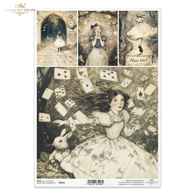 Papier ryżowy do decoupage A4 Alicja w Krainie Czarów R2646 ITD Collection