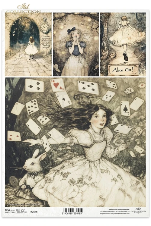 Papier ryżowy do decoupage A4 Alicja w Krainie Czarów R2646 ITD Collection