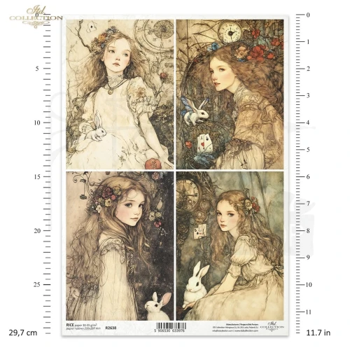 Papier ryżowy do decoupage A4 Alicja w Krainie Czarów R2638 ITD Collection