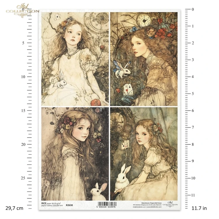 Papier ryżowy do decoupage A4 Alicja w Krainie Czarów R2638 ITD Collection