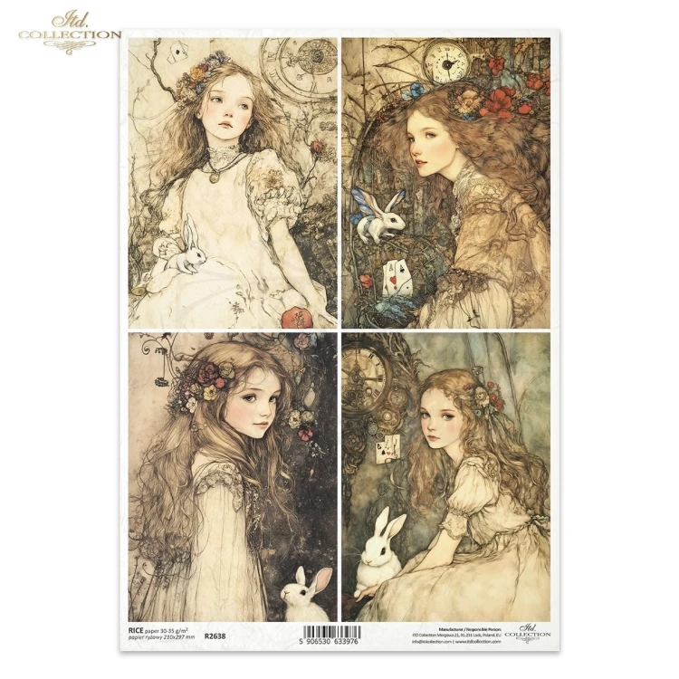 Papier ryżowy do decoupage A4 Alicja w Krainie Czarów R2638 ITD Collection