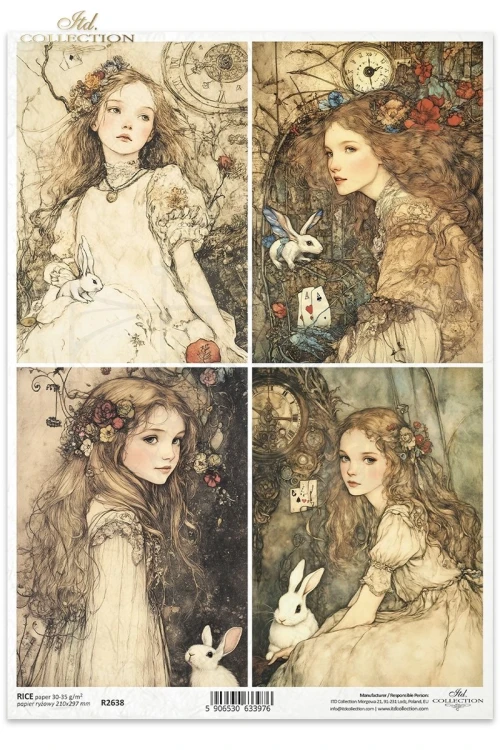 Papier ryżowy do decoupage A4 Alicja w Krainie Czarów R2638 ITD Collection