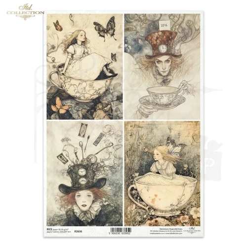 Papier ryżowy do decoupage A4 Alicja w Krainie Czarów R2636 ITD Collection