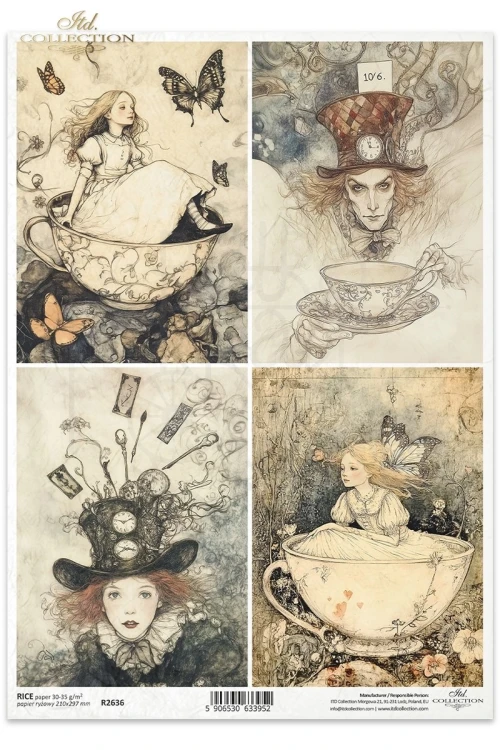 Papier ryżowy do decoupage A4 Alicja w Krainie Czarów R2636 ITD Collection