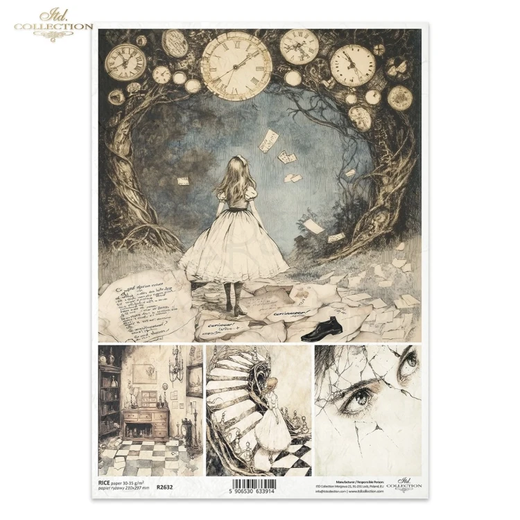 Papier ryżowy do decoupage A4 Alicja w Krainie Czarów R2632 ITD Collection