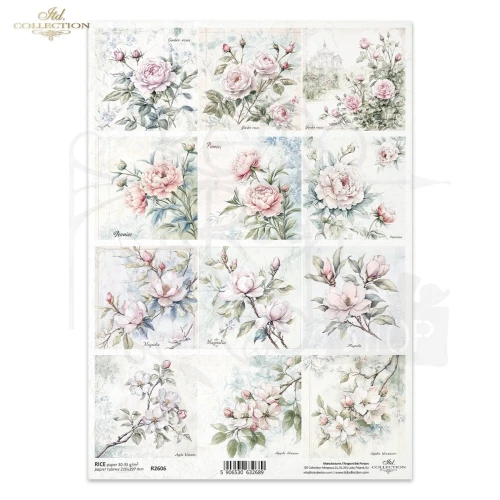 Papier ryżowy do decoupage A4 Kwiaty R2606 ITD Collection