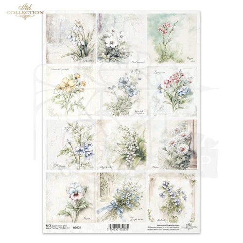 Papier ryżowy do decoupage A4 Kwiaty R2605 ITD Collection