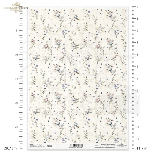 Papier ryżowy do decoupage A4 Tło kwiatowe vintage R2603 ITD Collection
