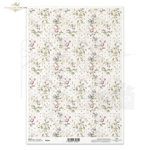 Papier ryżowy do decoupage A4 Tło kwiatowe vintage R2602 ITD Collection