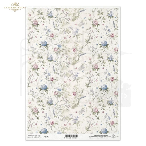 Papier ryżowy do decoupage A4 Tło kwiatowe vintage R2601 ITD Collection