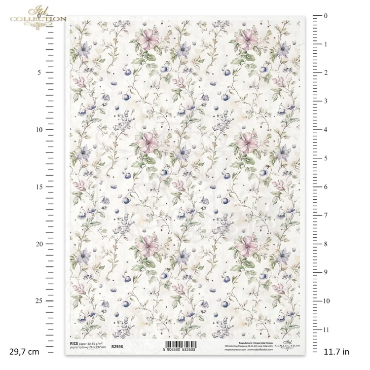 Papier ryżowy do decoupage A4 Tło kwiatowe vintage R2598 ITD Collection