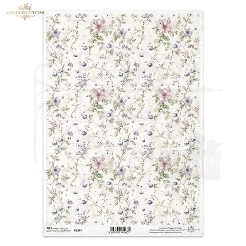 Papier ryżowy do decoupage A4 Tło kwiatowe vintage R2598 ITD Collection