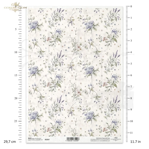Papier ryżowy do decoupage A4 Tło kwiatowe vintage R2597 ITD Collection