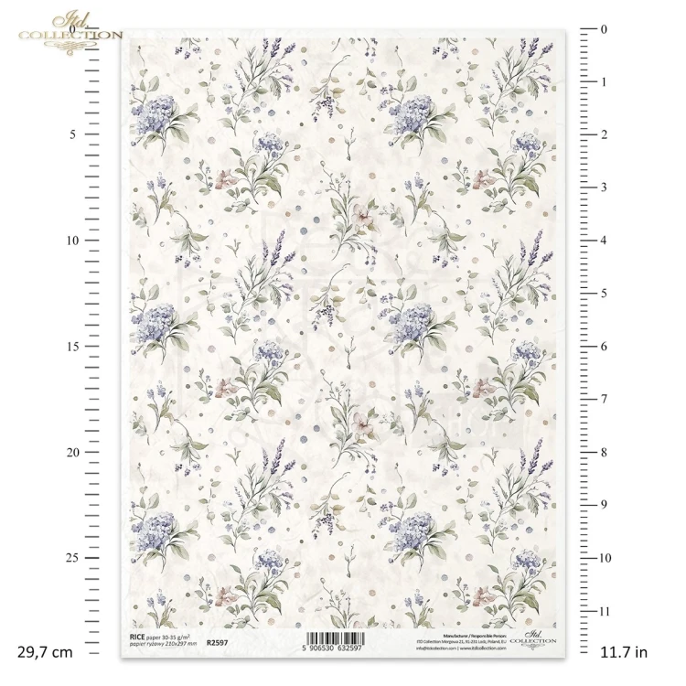 Papier ryżowy do decoupage A4 Tło kwiatowe vintage R2597 ITD Collection