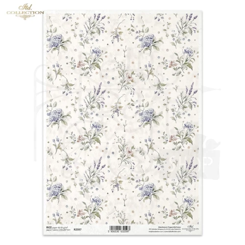 Papier ryżowy do decoupage A4 Tło kwiatowe vintage R2597 ITD Collection