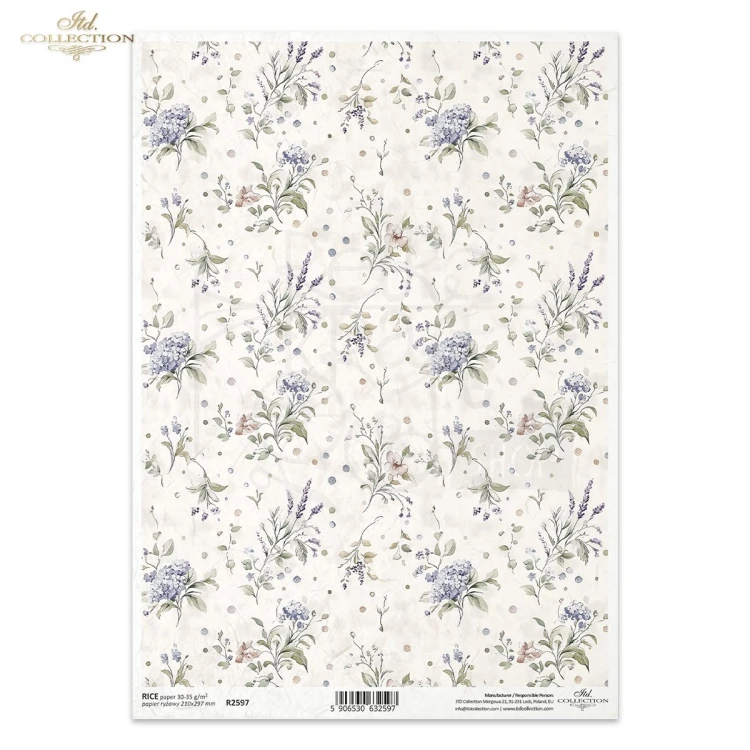 Papier ryżowy do decoupage A4 Tło kwiatowe vintage R2597 ITD Collection