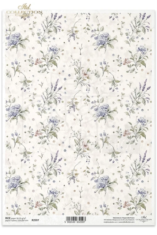 Papier ryżowy do decoupage A4 Tło kwiatowe vintage R2597 ITD Collection