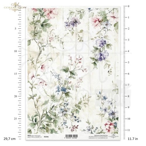 Papier ryżowy do decoupage A4 Tło kwiatowe vintage R2596 ITD Collection