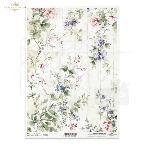 Papier ryżowy do decoupage A4 Tło kwiatowe vintage R2596 ITD Collection