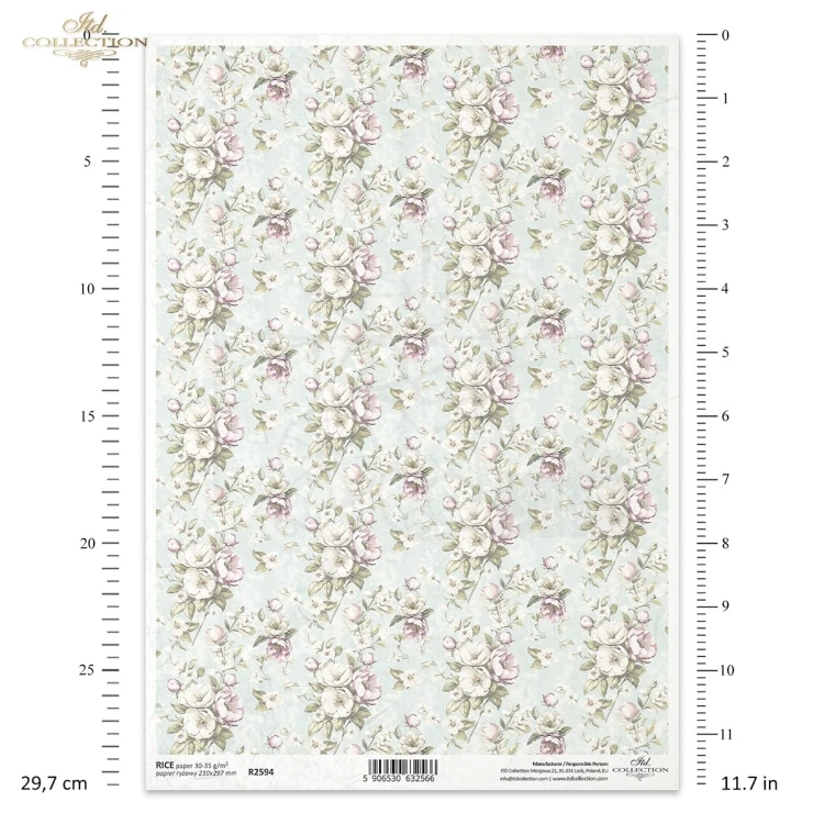Papier ryżowy do decoupage A4 Tło kwiatowe vintage R2594 ITD Collection