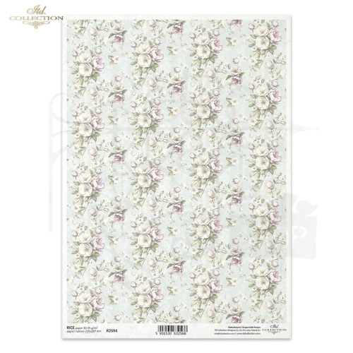 Papier ryżowy do decoupage A4 Tło kwiatowe vintage R2594 ITD Collection