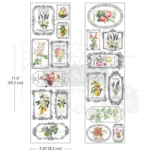 Rub-on Luxe Transfer 8.3x29.2cm Fleur De Frame 2 arkusze 681890 Prima