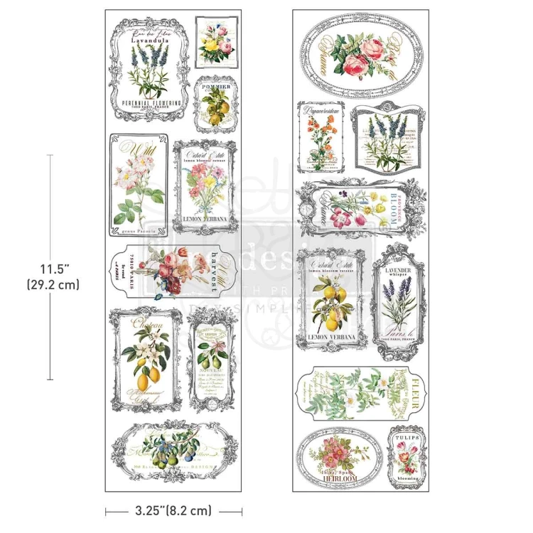 Rub-on Luxe Transfer 8.3x29.2cm Fleur De Frame 2 arkusze 681890 Prima