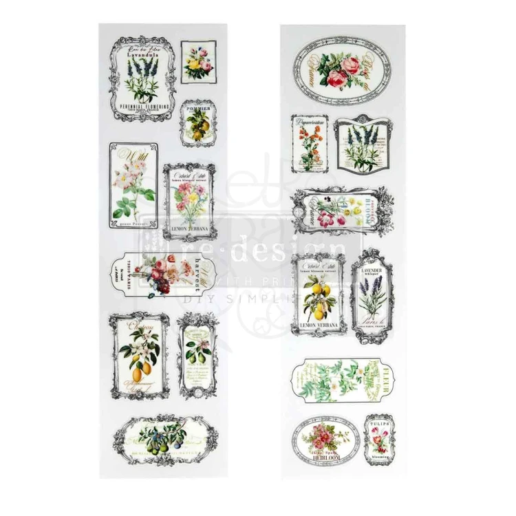 Rub-on Luxe Transfer 8.3x29.2cm Fleur De Frame 2 arkusze 681890 Prima