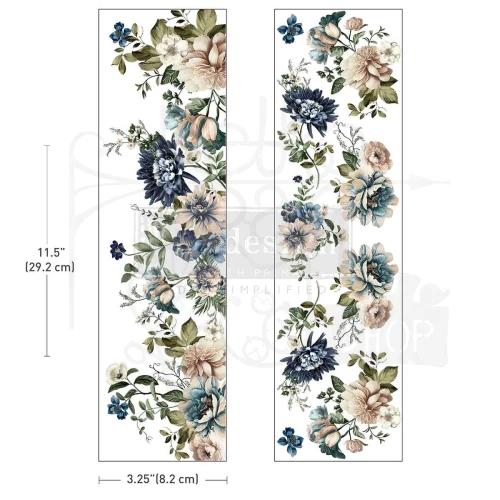 Rub-on Luxe Transfer 8.3x29.2cm Whispers Of Indigo 2 arkusze 680428 Prima