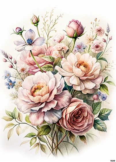 Papier ryżowy do decoupage A5 Kwiaty retro 18246