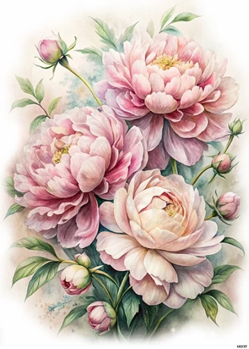 Papier ryżowy do decoupage A5 Peonia retro 18237