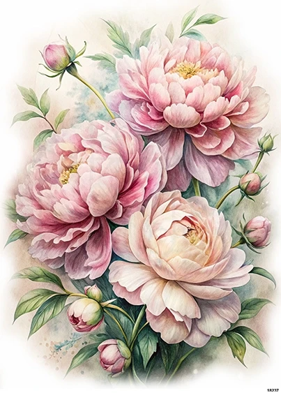 Papier ryżowy do decoupage A5 Peonia retro 18237