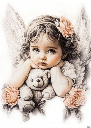 Papier ryżowy do decoupage A5 Aniołek - dziewczynka 18008