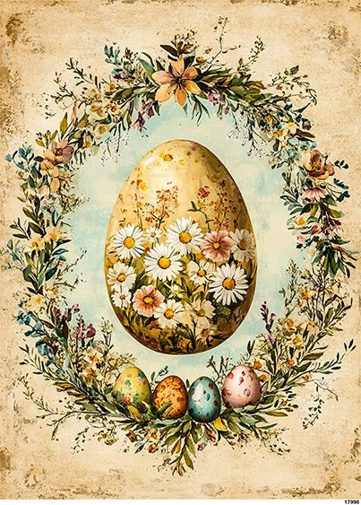 Papier ryżowy do decoupage A5 Wielkanoc - jajko pisanka z kwiatami 17998