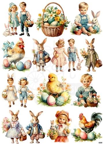 Papier ryżowy do decoupage A4 Wielkanoc retro 4240