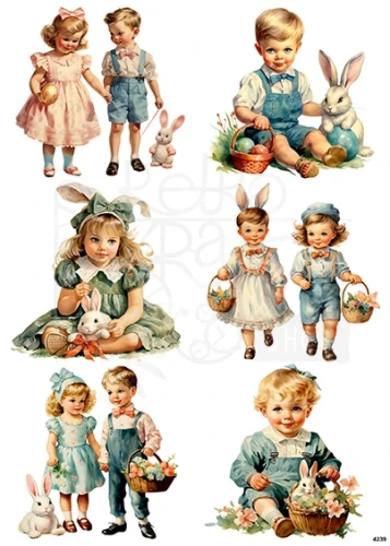 Papier ryżowy do decoupage A4 Wielkanoc retro 4239