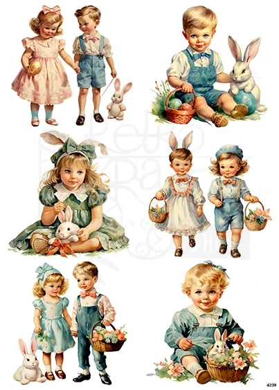 Papier ryżowy do decoupage A4 Wielkanoc retro 4239
