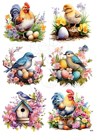 Papier ryżowy do decoupage A4 Wielkanoc - ptaki 4235
