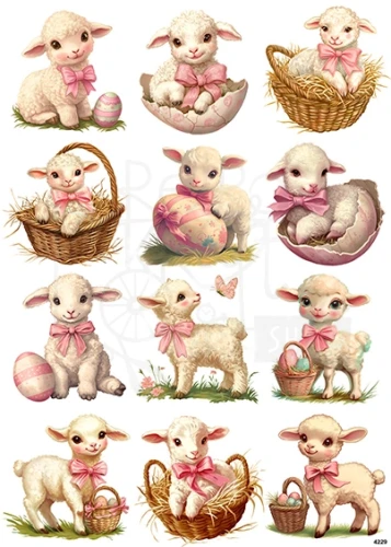 Papier ryżowy do decoupage A4 Wielkanoc - owieczki 4229