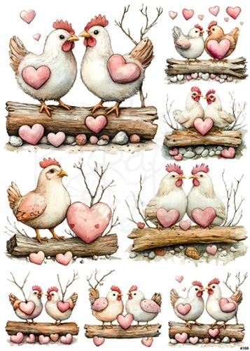 Papier ryżowy do decoupage A4 Kury 4168